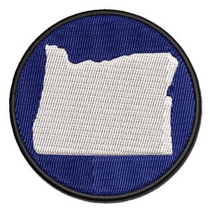Oregon State Silhouette Multi-Color Embroidered Iron-On or Hook & Loop Patch Applique