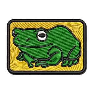 Happy Little Tree Frog Multi-Color Embroidered Iron-On or Hook & Loop Patch Applique