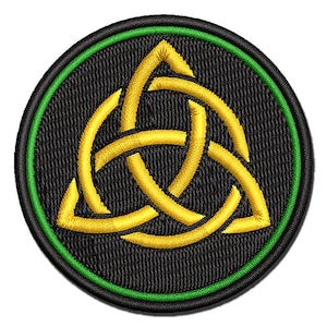 Celtic Triquetra Knot Silhouette Multi-Color Embroidered Iron-On or Hook & Loop Patch Applique
