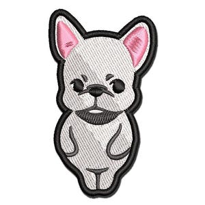 Standing French Bulldog Puppy Frenchie Multi-Color Embroidered Iron-On or Hook & Loop Patch Applique