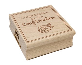 Sweet Rose Congratulations on Your Confirmation Christian Catholic Square Rubber Stamp for Stamping Crafting