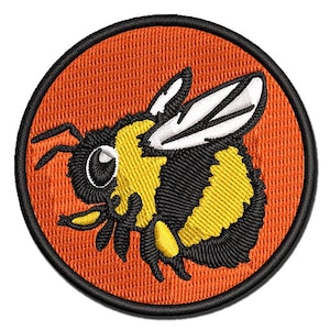 Cute Chubby Bumblebee Bee Insect Multi-Color Embroidered Iron-On or Hook & Loop Patch Applique