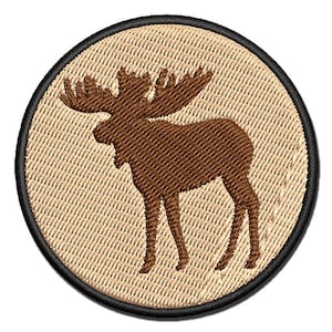 Moose Solid Multi-Color Embroidered Iron-On or Hook & Loop Patch Applique