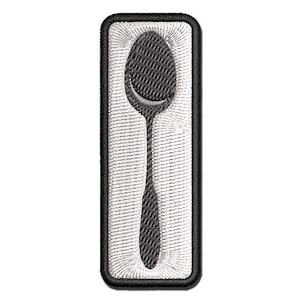 Spoon Solid Utensil Eating Sketch Multi-Color Embroidered Iron-On or Hook & Loop Patch Applique