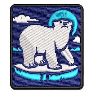 Polar Bear Chilling on Iceberg Multi-Color Embroidered Iron-On or Hook & Loop Patch Applique