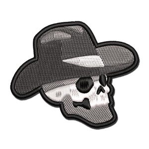 Cowboy Skull Country Western Hat Multi-Color Embroidered Iron-On or Hook & Loop Patch Applique