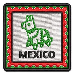 Mexico Travel Donkey Pinata Multi-Color Embroidered Iron-On or Hook & Loop Patch Applique
