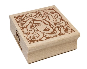 Snake Haired Gorgon Medusa Greek Myth Square Rubber Stamp for Stamping Crafting