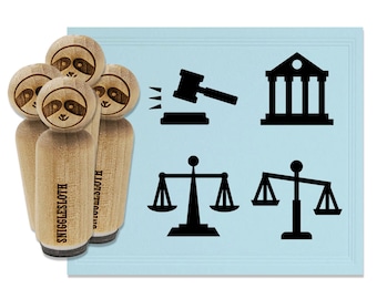 Lawyer Judge Legal Scales of Justice Gavel Courthouse Rubber Stamp Set for Stamping Crafting Planners