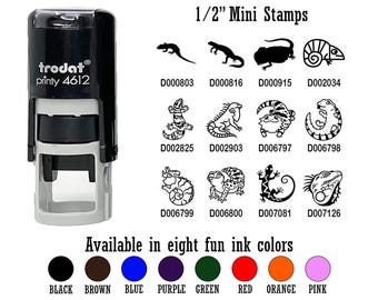 Lizard Reptile Iguana Gecko Bearded Dragon 1/2" Self-Inking Rubber Stamp Ink Stamper