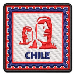 Chile Travel Easter Island Statues Multi-Color Embroidered Iron-On or Hook & Loop Patch Applique