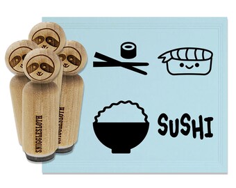 Sushi Chopsticks Rice Bowl Rubber Stamp Set for Stamping Crafting Planners