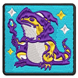 Bearded Dragon Wizard Lizard Multi-Color Embroidered Iron-On or Hook & Loop Patch Applique