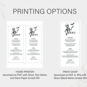 Skeleton Halloween Menu Template, Halloween Dinner Party Menu, Editable ...