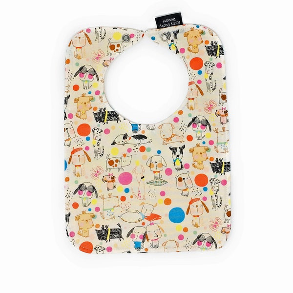 Baby Bibs, Cool Pups, Bib with snap closure, lined bib, gender neutral baby, baby gift set, bib with dogs