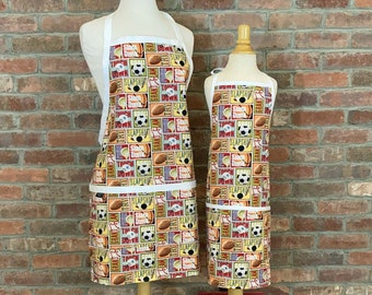 Game On Matching Apron Set - Reversible Apron, boys apron, mens apron, pair with apron sized for toddlers, kids, or tweens, unisex