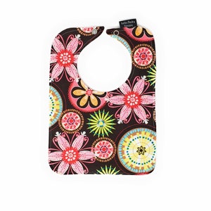 Floral Baby Bibs for Girls - Reversible Bib - Carnival Bloom Reversible Bib with snap closure - Cute Baby Bib - Baby Shower Gift