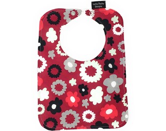 Baby Bibs, Girls Flower Bib with snap closure, lined bib, girl bib, cute girl bib, baby girl bib