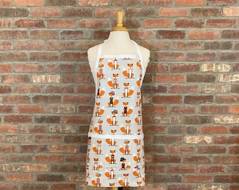 Fox Adult Apron - Pair with apron for toddlers, kids, or tweens for matching aprons, boys apron, dad apron, unisex