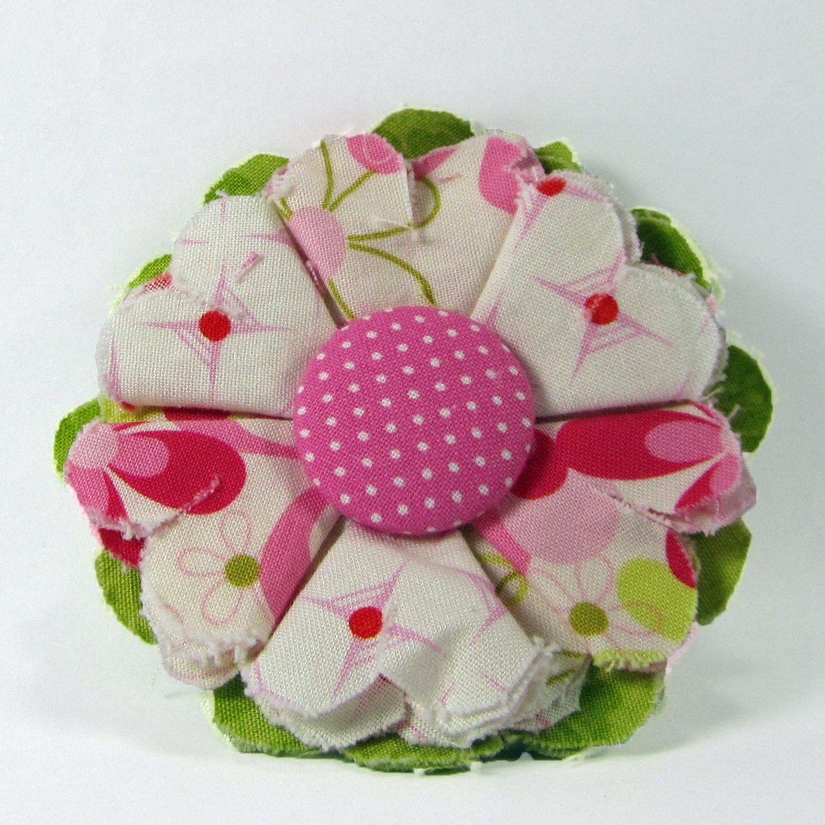 Fabric Flower Pin, Fabric Flower Brooch, Raw Edge Flower, Pink