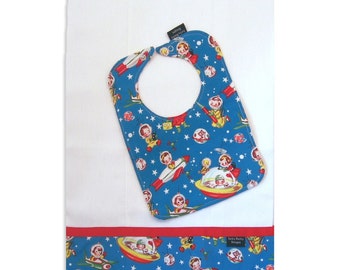 Rocket Rascals Bib and Burp Cloth set, Baby gift set, Cute baby gift spaceship