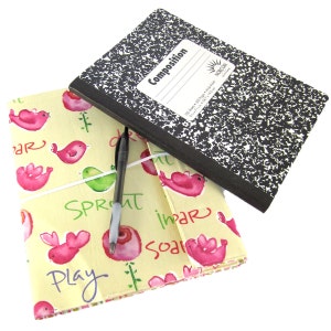 Journal Diary - Soar Reusable Fabric Covered Composition Book Cover - pen and composition book - fabric covered notebook, covered journal