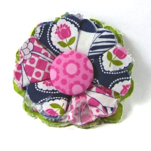 Fabric Flower Pin, Fabric Flower Brooch, raw edge flower