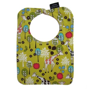 Giraffe Garden Reversible Bib with snap closure
