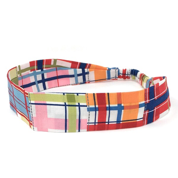 Bandeau en tissu pour femmes et filles - plaid Madras - choisissez votre taille - convient aux tout-petits et aux adultes - 2,5 cm (1-1/2 po.) de large