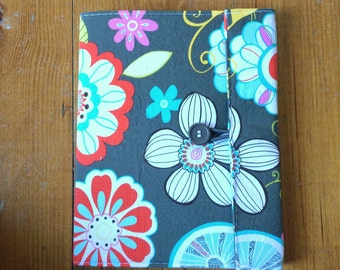 Notebook - Tropical Gray Fabric Covered Composition Book Cover - with pen and composition book, fabric covered notebook