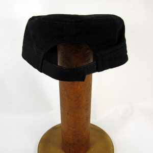 Black Cadet Cap with Fabric Flower Pin, adjustable cadet cap, removable fabric flower pin, distressed cap black, white BL05 image 4
