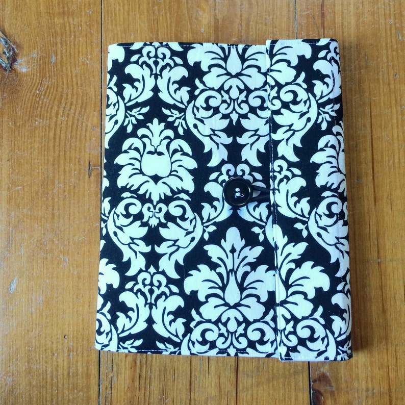 Lined Notebook Black Damask Fabric Covered Composition Book Etsy