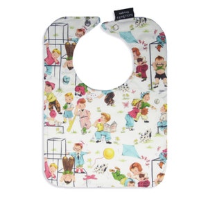Baby bibs, Retro Recess Reversible Bib with snap closure, lined bib, bibs for boys,