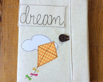 Inspirational Notebook - Dream Kite Covered Composition Book with pen, made to order, journal, guest book, cute notebook,kite notebook