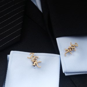 Boutons de manchette initiales en acier inoxydable pour les occasions formelles de mariage et d'affaires Boutons de manchette personnalisés 3 lettres pour homme, parfait bijou cadeau