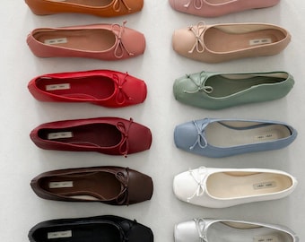 Bailarinas coreanas / Zapatos de piel sintética con aspecto de piel de cordero, acolchados y cómodos (12 colores)