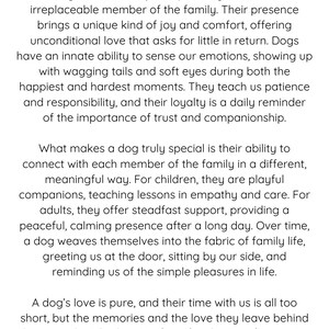 K&ouml;nnte beinhalten: Schwarz-wei&szlig;er Text auf wei&szlig;em Hintergrund mit Pfotenabdr&uuml;cken oben und unten. Der Text lautet "Unconditional Love". Der Text beschreibt die einzigartige Bindung zwischen Mensch und Hund und hebt deren Loyalit&auml;t, Kameradschaft und die Freude hervor, die sie in unser Leben bringen.