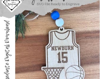 Personalized Basketball Ornament SVG: Laser Cut Kids Ornament (Digital Download)