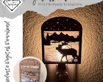 Night Light SVG, Elk light, Dinosaur SVG, Elk Laser Cut File, Nightlight SVG, Elk Laser File, Elk svg laser cut file