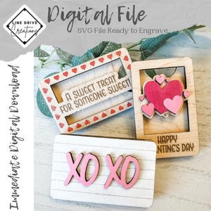 Valentijnsdag envelop, harten, XOXO, zoete traktatie voor lasergesneden bestand, Valentijnsdag cadeaukaarthouder SVG, houten cadeaukaarthouder SVG