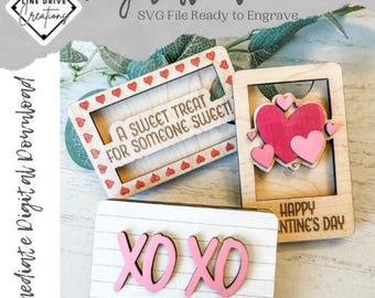Valentines Day Envelope, Hearts, XOXO, Sweet Treat for laser cut file, Valentine's Gift Card Holder SVG, Wooden Gift Card Holder SVG