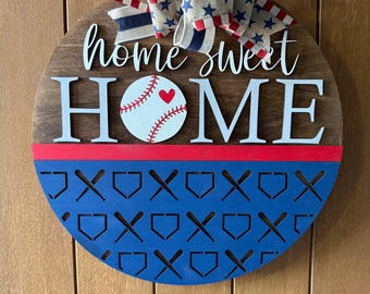 Baseball Door Sign, Sports Sign, Home Door Sign, Home Plate Door Sign, Front Door Hanger