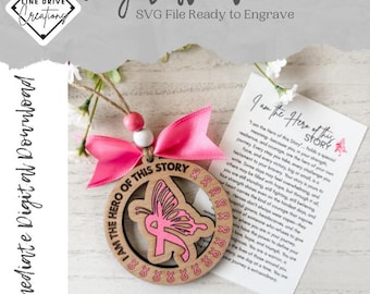 Breast Cancer Ornament SVG: Warrior Story Card (Digital Download)