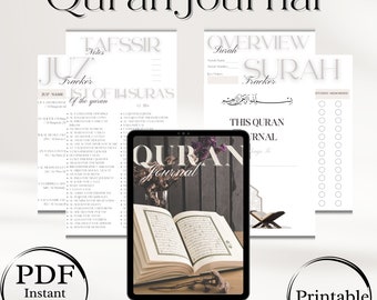 Digital Quran Tracker, Quran Journal, Muslim Digital Planner, Surah Study & Reflection, Quran Study, IPad Planner, Printable PDF, Goodnotes