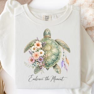 Sea Turtle PNG, Boho Floral Sublimation Art (Digital Download)