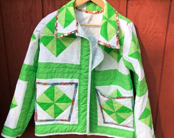 Handmade Quilt Coat Jacket - one size fits M / L - Happy Campers of the South (QC11)