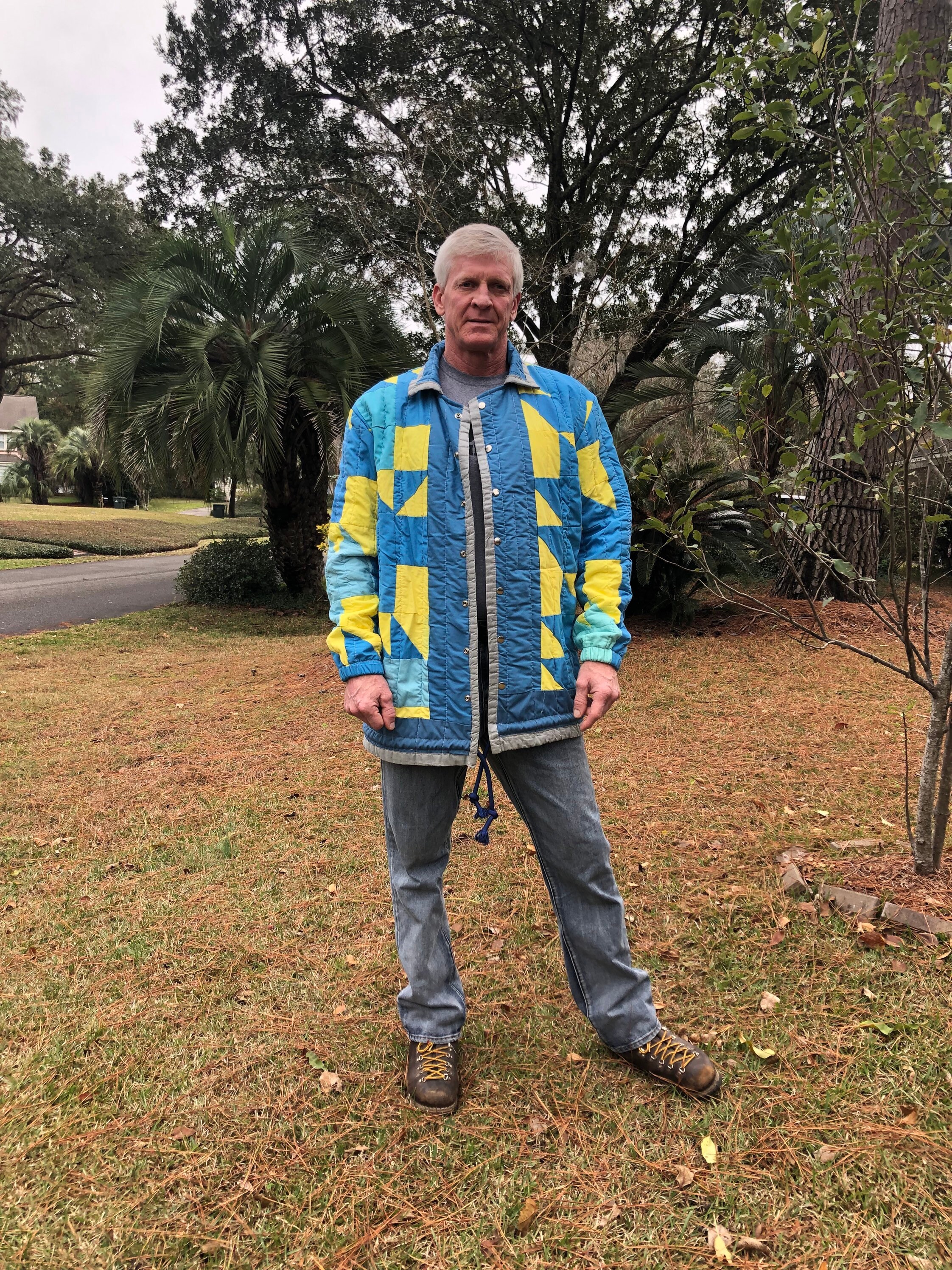 Men's Quilt Coat Jacket Made With Vintage Handmade Quilt Men's Quilt Coat Jacket Made With Vintage Handmade Quilt