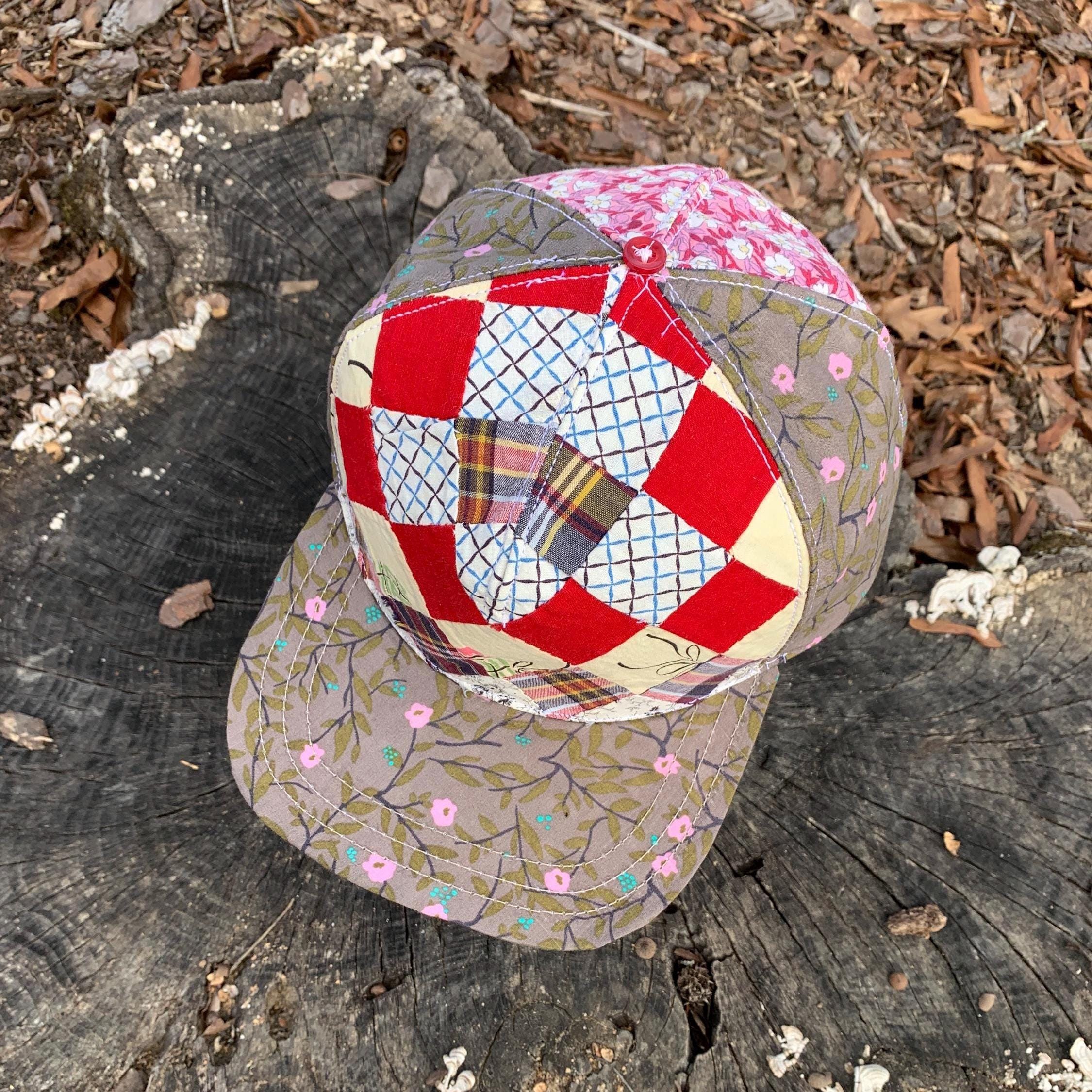 Hand Crafted Black Trucker Hat; Yellow Crochet Smile Patch Upcycled Quilt / Lace How to Create Your Own Handmade Patchwork Hats | 2025 real  main image 3