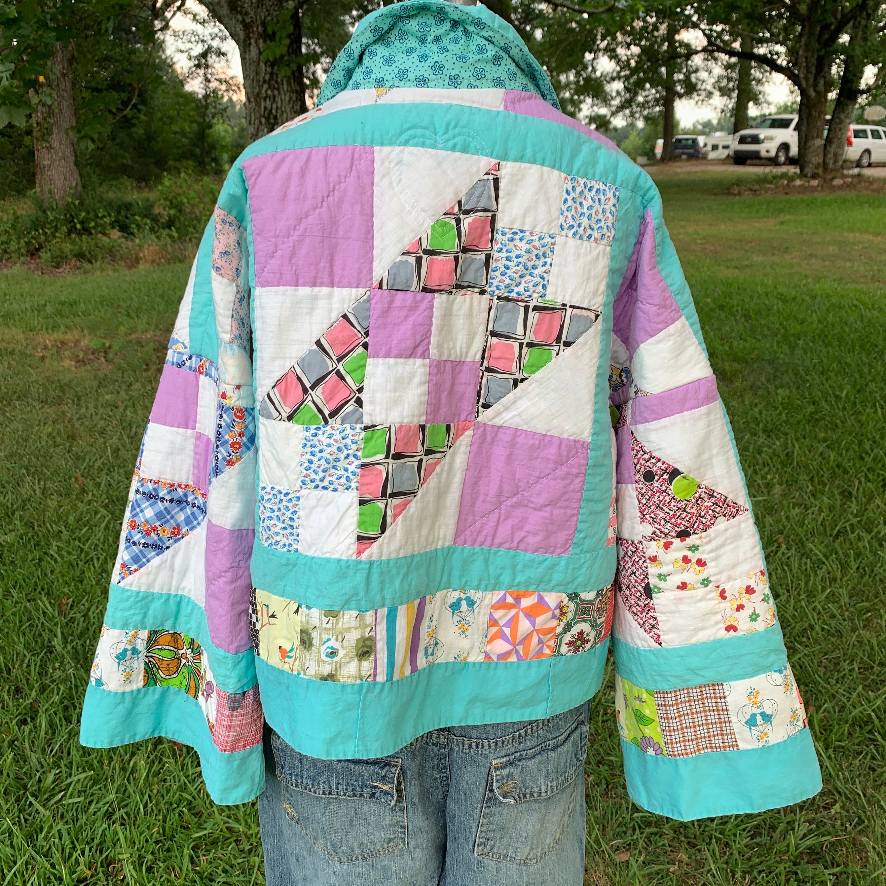 Quilt Jacket Made From Vintage Handmade Patchwork Quilt Quilt Jacket Made From Vintage Handmade Patchwork Quilt