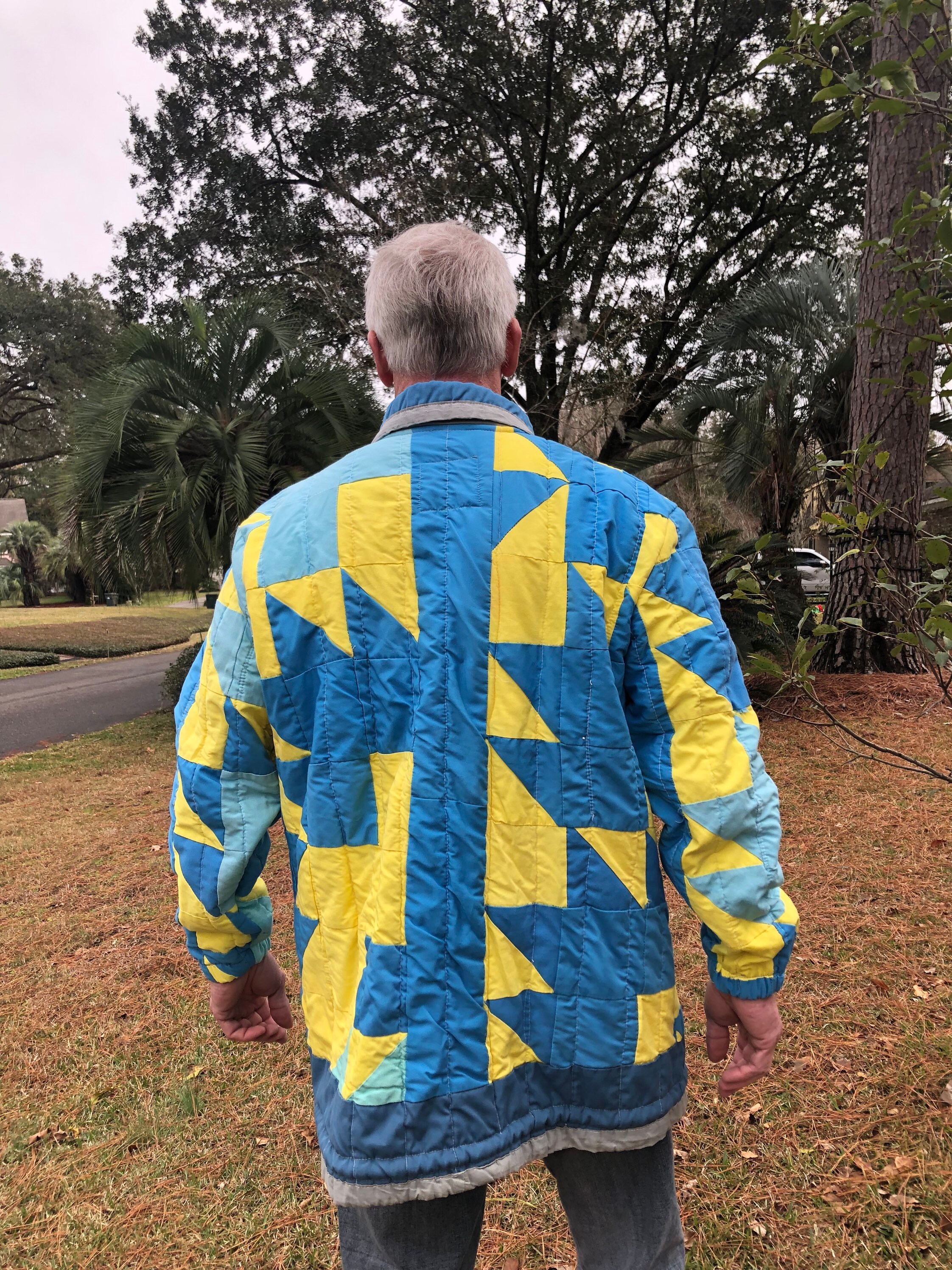 Men's Quilt Coat Jacket Made With Vintage Handmade Quilt Men's Quilt Coat Jacket Made With Vintage Handmade Quilt